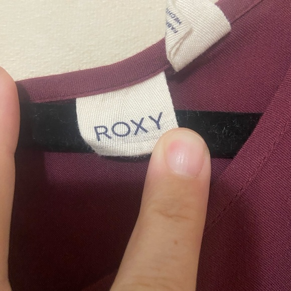 Roxy EUC burgundy long sleeve crochet trim babydoll 100% viscose mini dress S - Picture 5 of 9